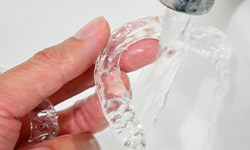 rinsing an Invisalign tray