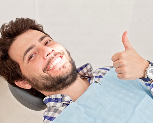 man in dentist chair with healthy gums in West Seneca