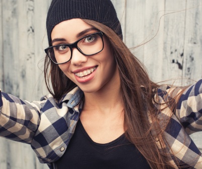 Young woman with braces