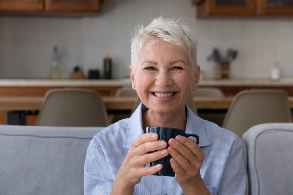 Woman smiling outside