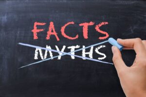 myths crossed out and chalk points to facts
